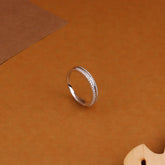 Round cut moissanite diamond double row wedding band